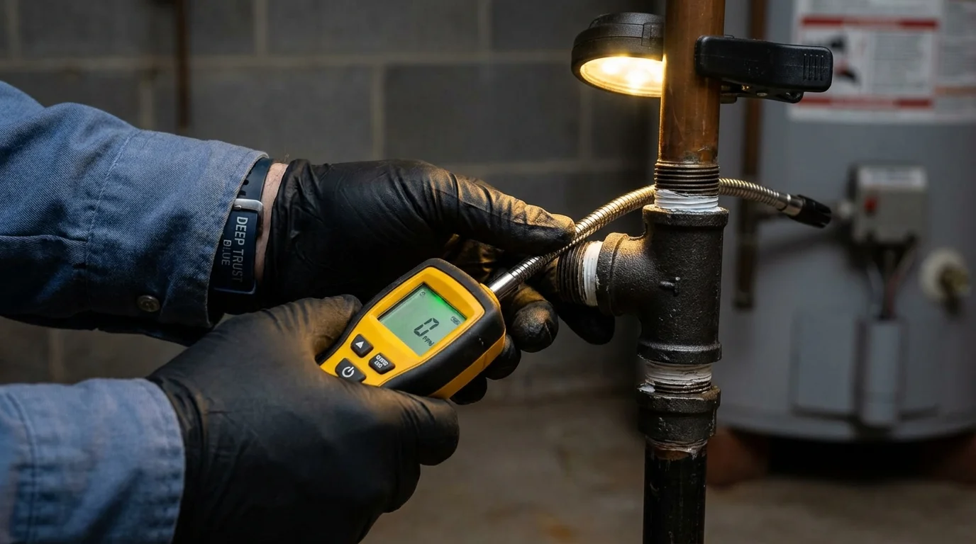 Gas leak detection with electronic sniffer by Johns Plumbing LLC in Kahului