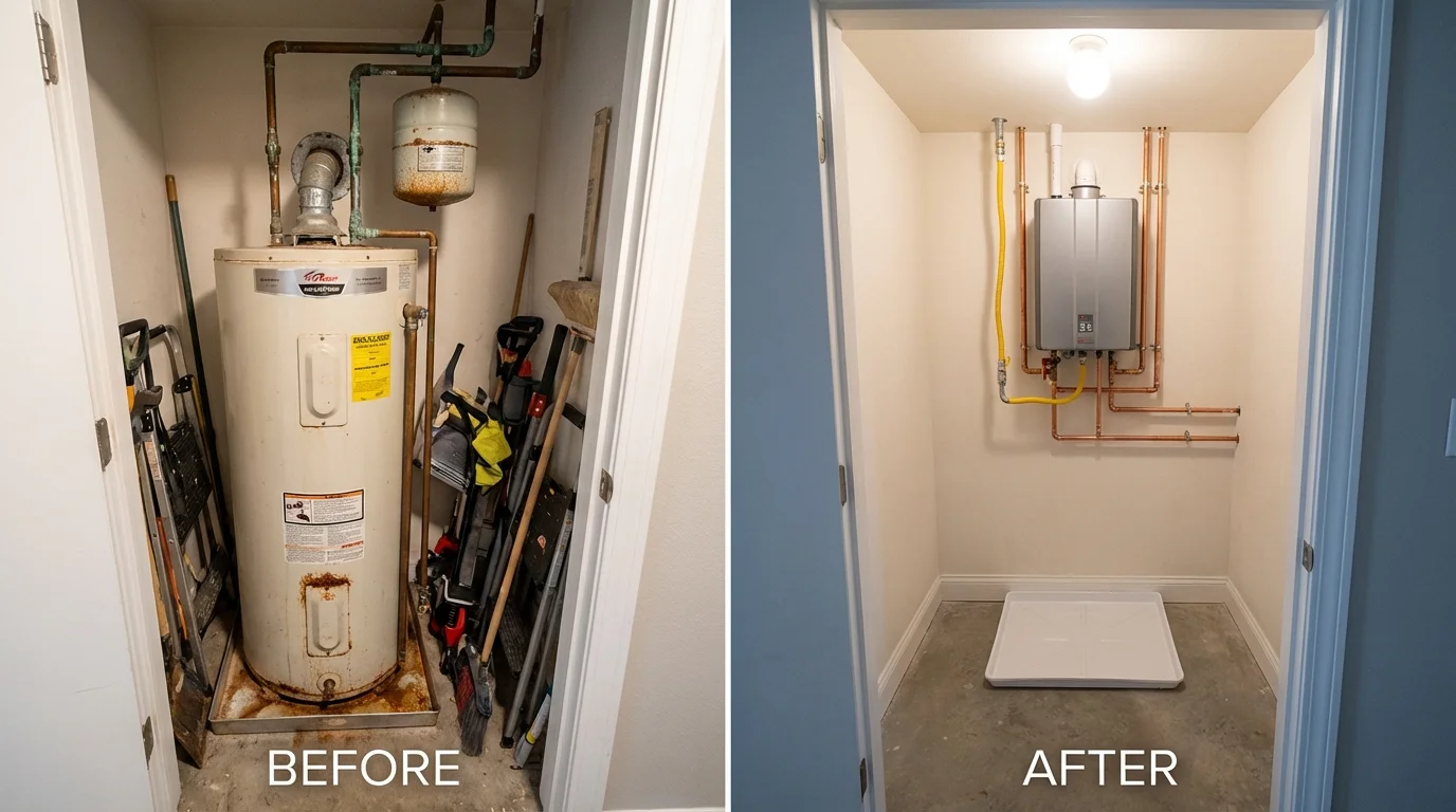 Tank water heater versus wall-mounted tankless unit comparison for Kahului, HI homeowners